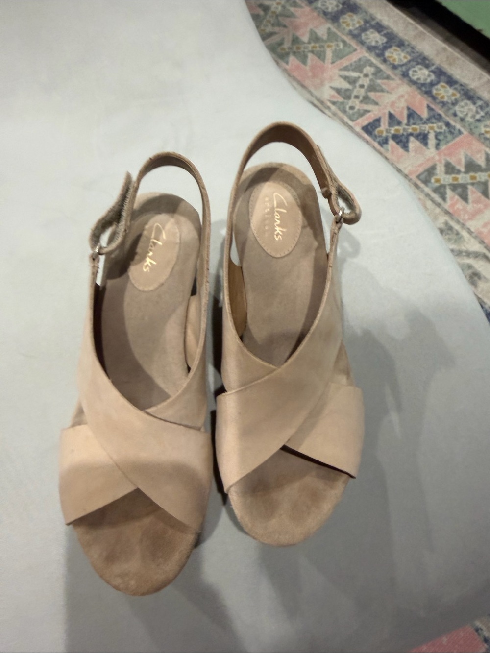 Clarks Beige Cross-Strap Slingback Sandals